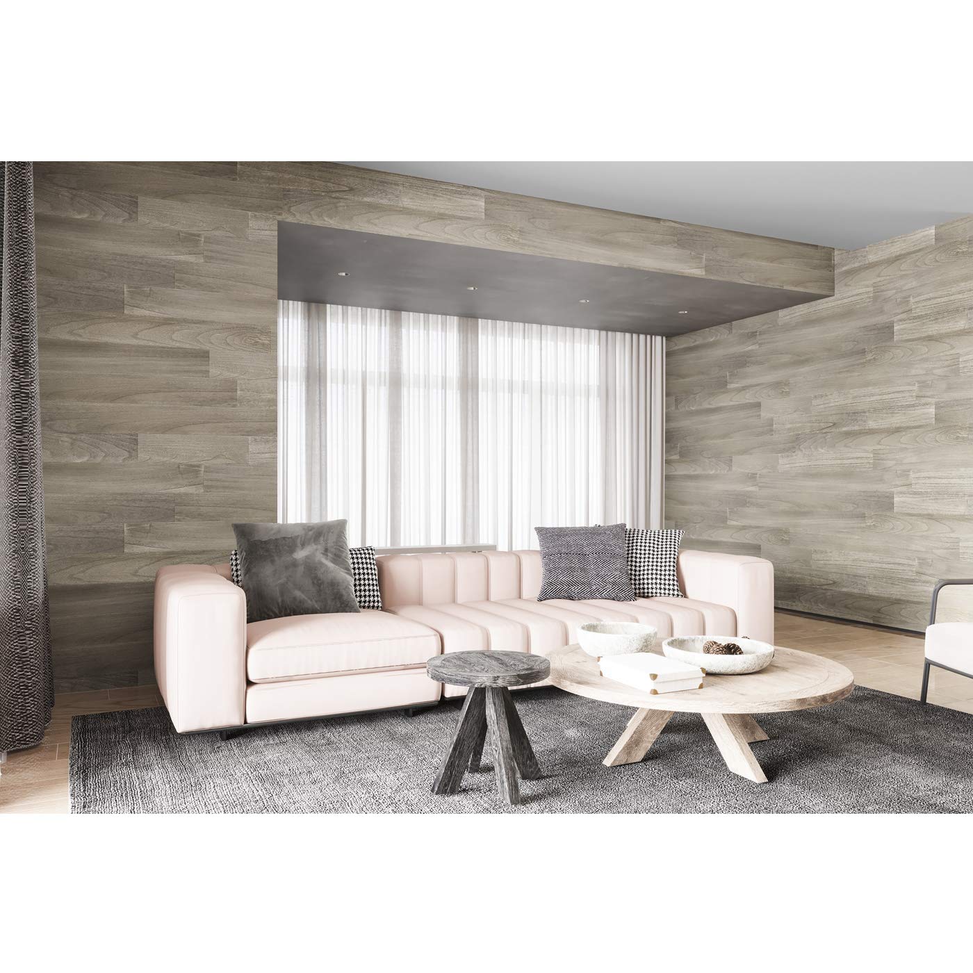 Art3d Self-Adhesive Weathered Barn Wood Wall Planks in Stone Gray for Living Room, Bedroom(16 Sq Ft)