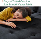 HONBAY Sectional Sleeper Sofa with Pull Out Bed, Sleeper Sectional Couch for Living Room, Sofa Bed with Storage Chaise, Velvet Black