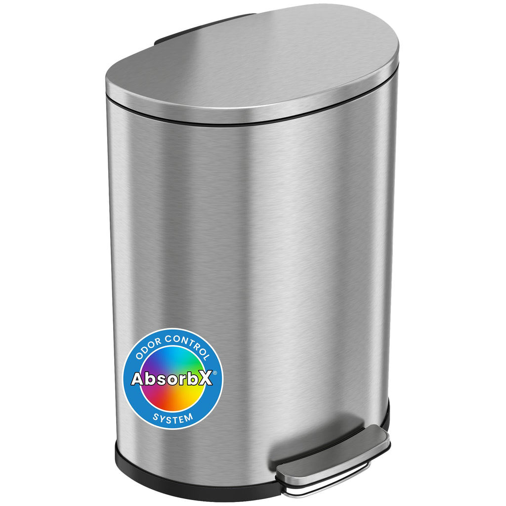 iTouchless 5.3 Gallon Open Top Trash Can & Recycle Bin Dual Compartment Combo, includes Decals, 20 Liter, Stainless Steel, Removable Buckets, For Kitchen, Office, Bedroom