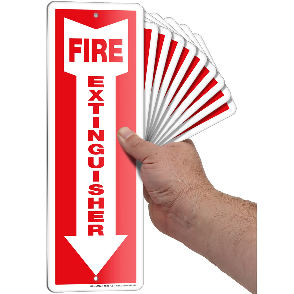 iSYFIX Fire Extinguisher Signs – 3 Pack 4x12 Inch – 40 mil Thick Polystyrene Plastic, Laminated for Ultimate UV, Weather, Scratch, Water & Fade Resistance, Indoor & Outdoor