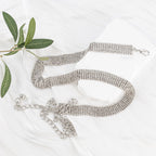 AUEAR, Women's Rhinestone Belt Shiny Crystal Diamond Waist Fashion Silver Buckle