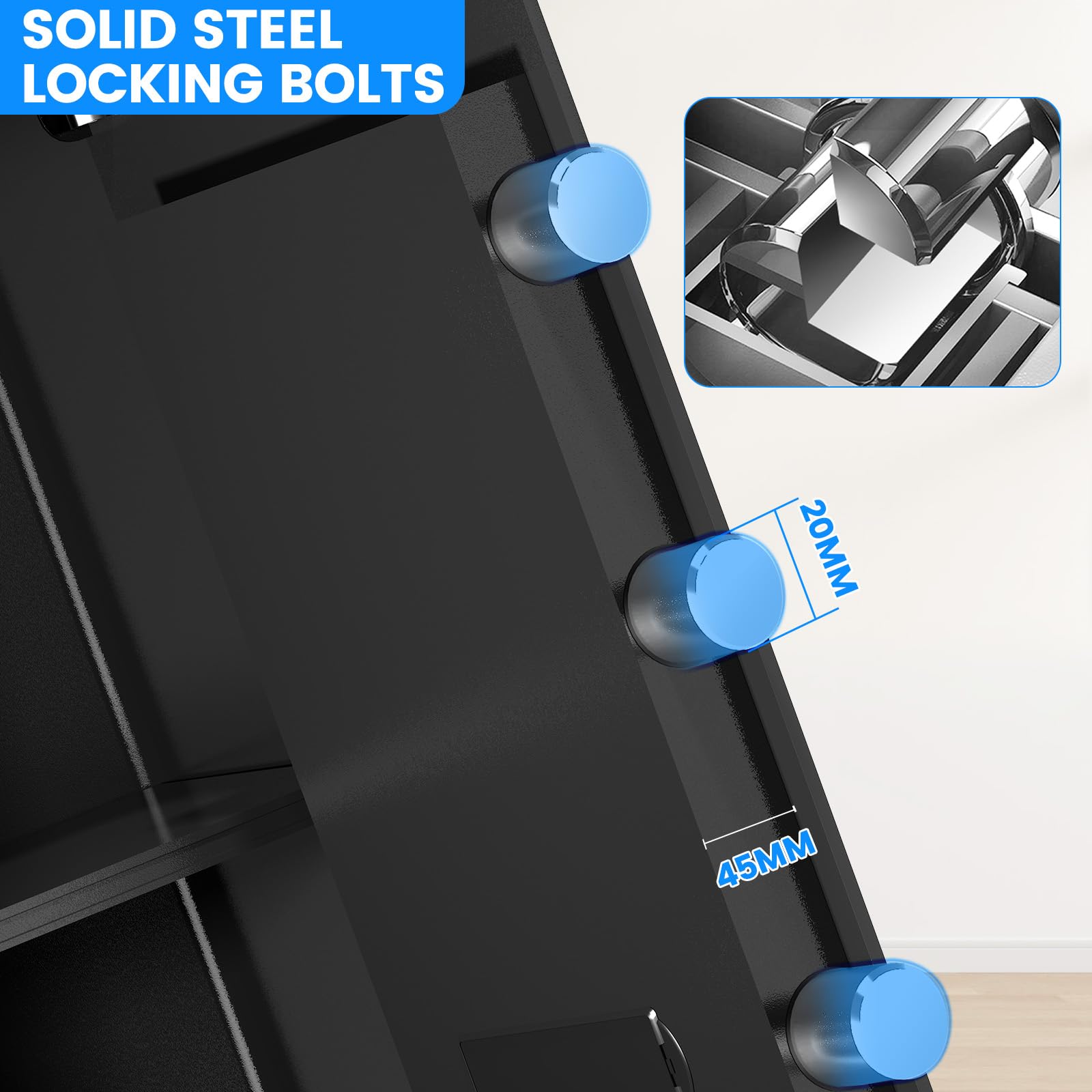 3.0 Cub Large Safe for Home Use, Fireproof Home Safe Box with Electronic Keypad, Spare Key, Smart Alarm, Mute Mode, Anti-theft Fire proof Safe for Documents, Jewelry, Medicines