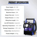 BELEY Brake Bleeder Kit 110V Brake Fluid Bleeder Machine Kit Adjustable 0.7-2.5 Bar Pressure & Flow Microcontroller System for Single User Includes 52MM Master Cylinder Adapter & Oil Bottle