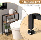 Narrow Side Table for Small Space, 2-Tier Small End Table with Shelf Holder, Slim Nightstand, Skinny Snack Couch Table in Living Room, Bedroom, Study, Kitchen and Balcony (Rustic Brown &Black)