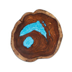 Crystal Clear Epoxy Resin Natural Edge Wood end Table, Wood Resin Side Table Hand Made Craft Coffee Table with Hairpin legs-20 inch Tall (Blue)