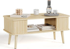LAZZO Coffee Table with Storage Center Table for Living Room Rectangle Coffee Table with Rounded Edges,Easy Assembly, Natural Wood