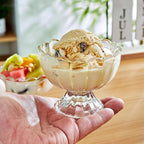 CHPINDAM Vintage Glass Dessert Bowls, Ice Cream cups, 5oz Dessert cups, for Sundae, Fruit, Ice Cream, Pudding, small snacks,Condiment (6)