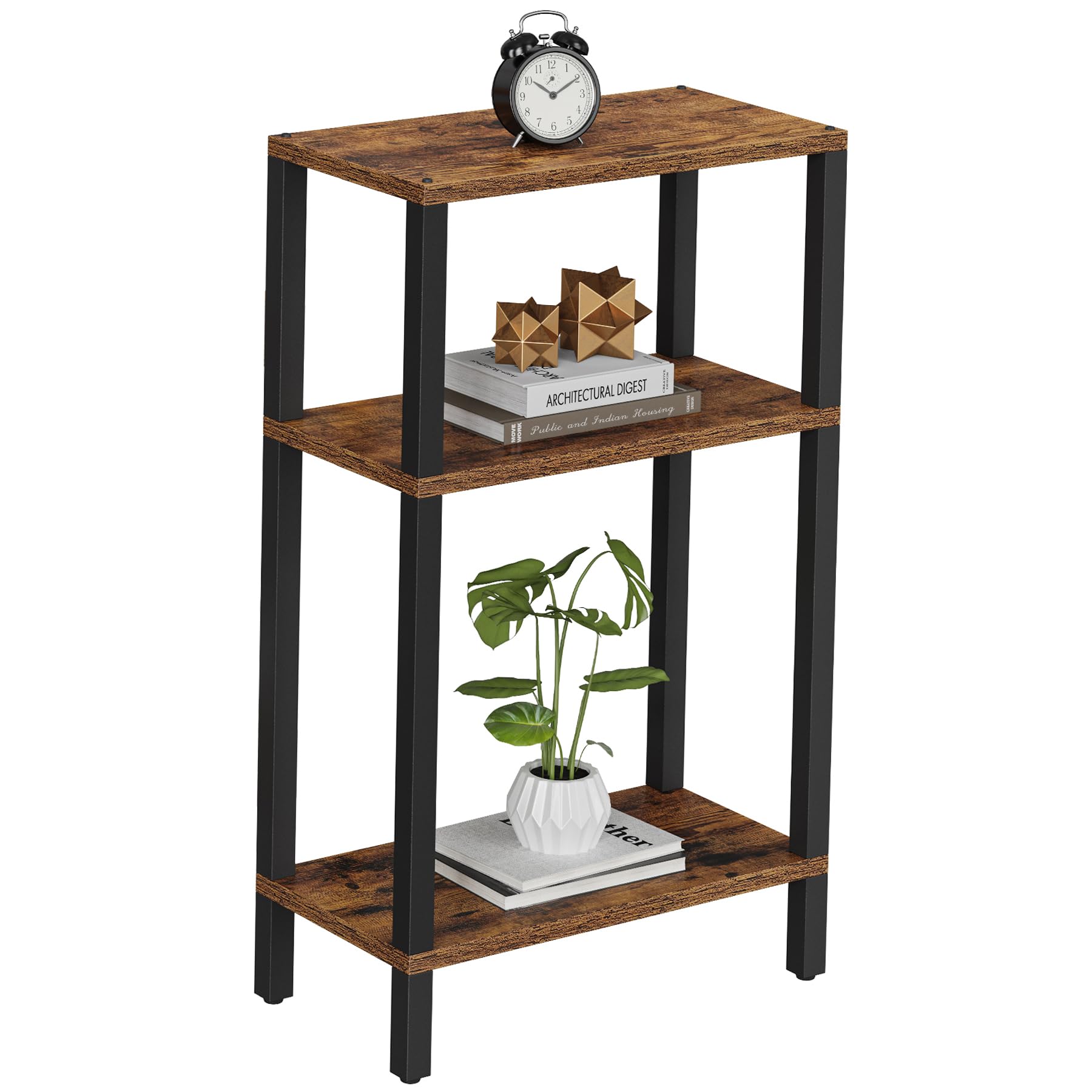 TUTOTAK Small Side Table, Narrow End Table, Skinny Sofa Table, Slim Nightstand, Couch Table, Living Room, Bed Room, Black TB01BK062