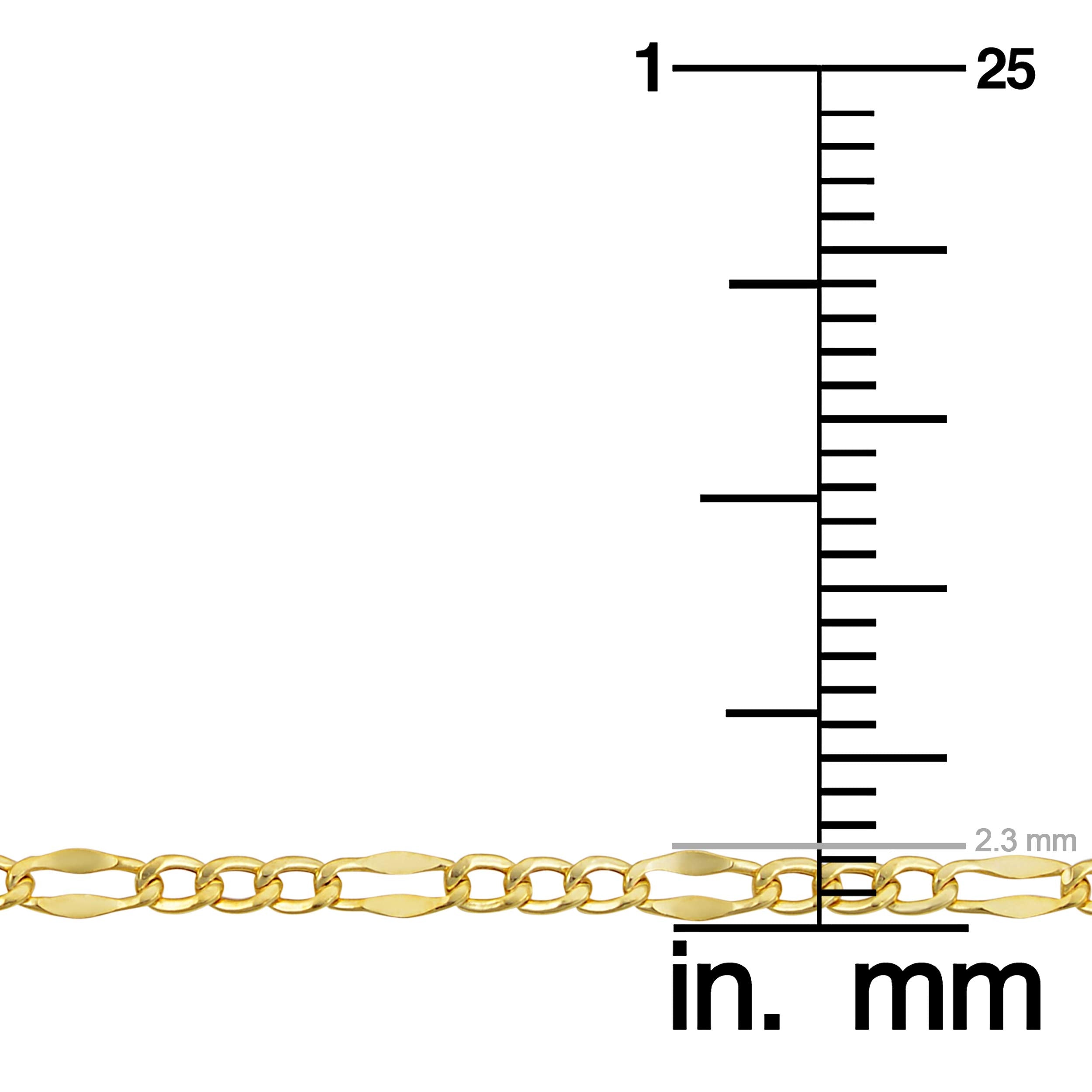 Colar de Corrente Figaro em Ouro Amarelo Maciço 10k da Kooljewelry (2,3 mm, 18 polegadas)