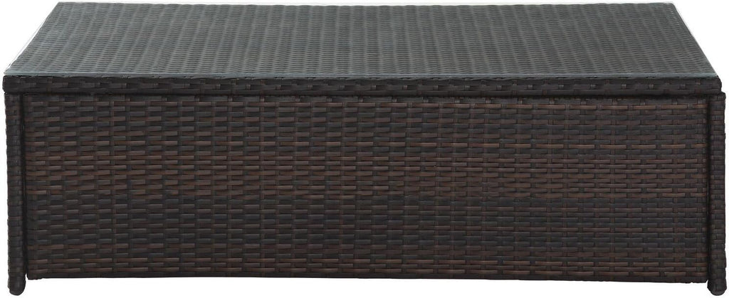 Crosley Furniture Palm Harbor All Weather Rattan Wicker Outdoor Coffee Table for Patio, Deck, Porch, Brown