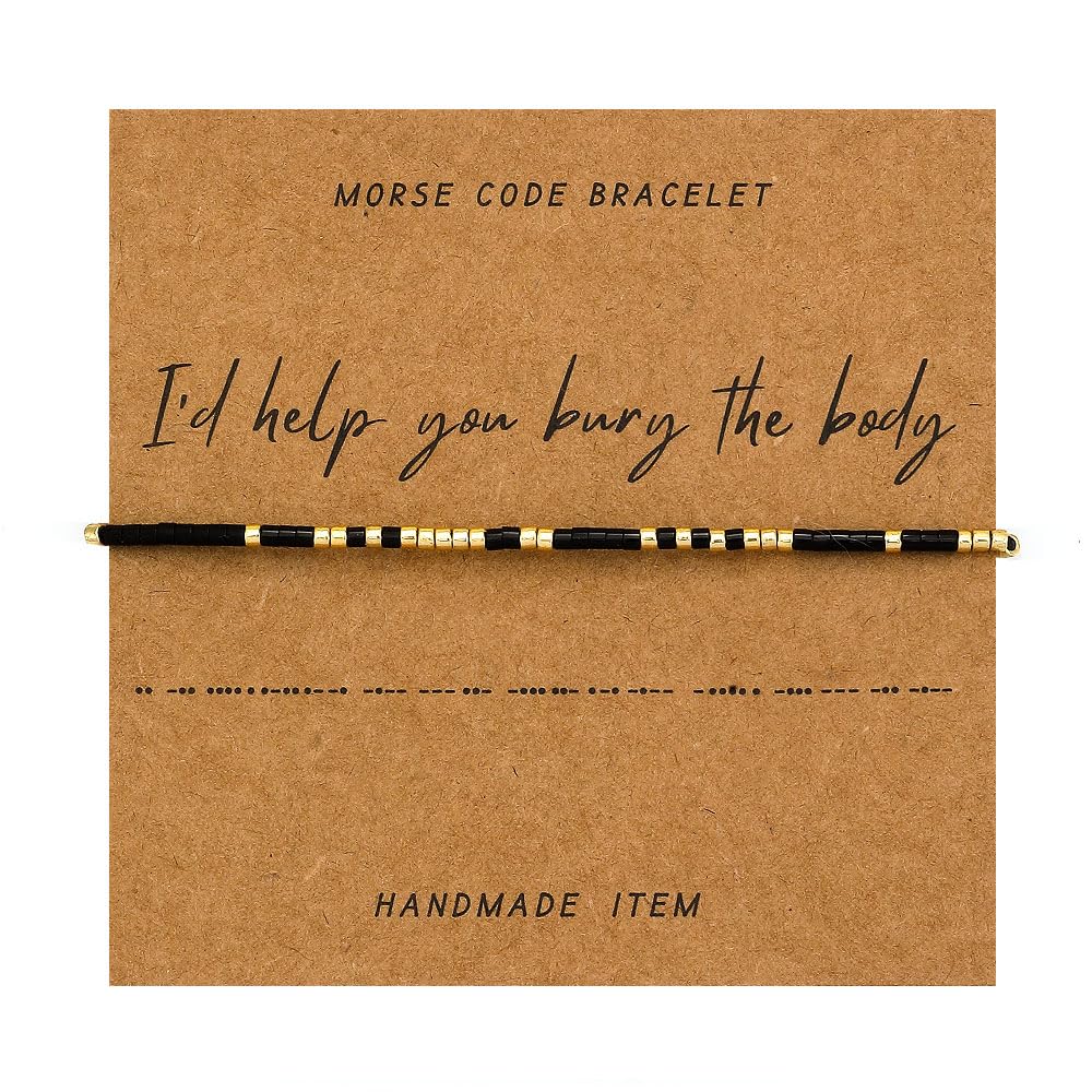 Jgrprlq Ich würde dir helfen, die Leiche zu vergraben Morse-Code-Armband für Frauen Gold Freundschaftsarmband Schmuck (gold schwarz)