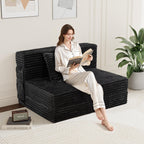 Folding Sofa Bed Twin - 4 in 1 Convertible Foldable Sleeper Chair with Pillow, Fold Out Couch, High-Density Foam Floor Mattress, Space-Saving Futon for Living Dorm Guest Room and Office, Grey