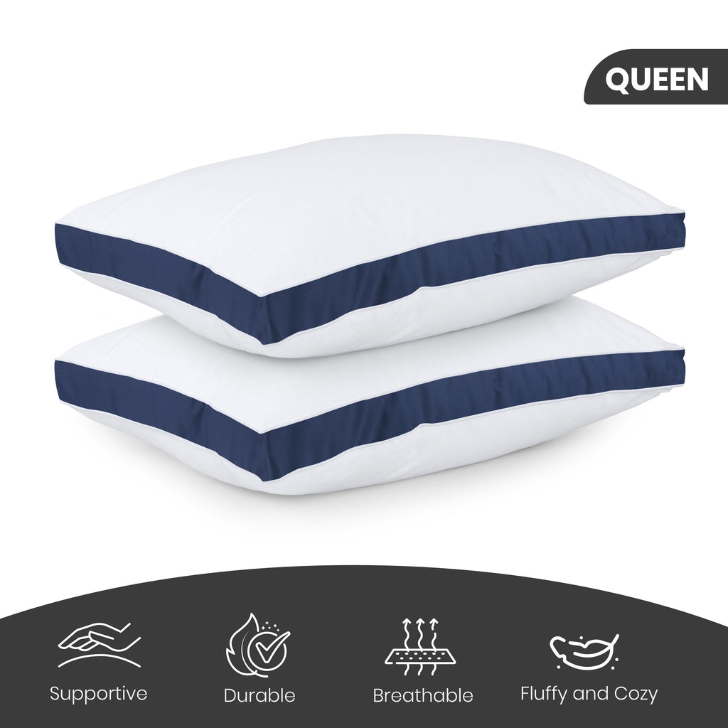 Utopia Bedding Bed Pillows for Sleeping Queen Size (White), Set of 2, Cooling Hotel Quality, Gusseted Pillow for Back, Stomach or Side Sleepers