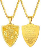 U7 St. Michael Necklace for Men Women Stainless Steel/18K Gold Plated Biblical Archangel Medal Round/Oval/Shield Patron Saint Christopher/Michael Pendant with 22" Box Chain