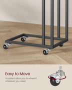 VASAGLE End Table, C Shaped TV Tray with Metal Frame Rolling Casters for Coffee Laptop Mobile Tablet, Industrial Side Table for Living Room Bedroom, 19.7 x 13.8 x 23.6 Inches, Ebony Black, ULNT050B56
