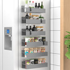 6 Pack Magnetic Spice Storage Rack Organizer for Refrigerator and Oven, Black Fridge Organizers and Storage
