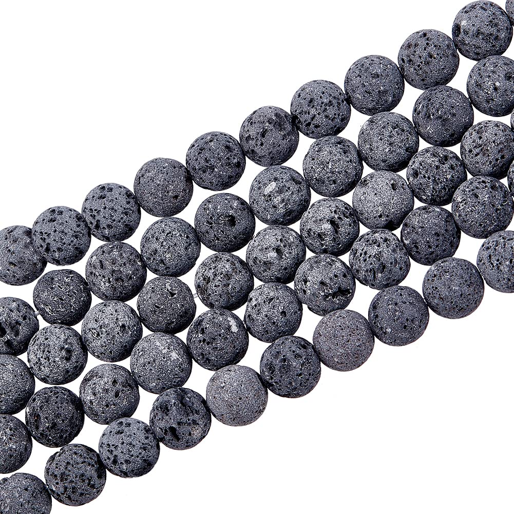 PH PandaHall 470pcs 8mm Lava Beads Natural Black Bead Black Lava Spacer Beads Oil Diffuser Bead Round Rock Stone Volcanic Rock Chakra Stone for Earrings Necklaces Bracelet Jewelry Making