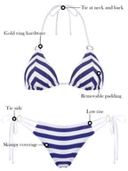 RELLECIGA Womens Triangle Bikini Set Swimsuit For Women Navy Blue Medium
