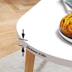 Oval Coffee Table Low Table with 4 Solid Wood Sturdy Legs, Floor Table Desk for Sitting on The Floor, Storage and Living Room Furniture (White)