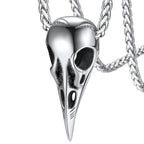 FaithHeart Viking Raven Necklace for Men, Norse Mythology Raven Skull Pendant Sturdy Stainless Steel Amulet Jewelry Gift for Men