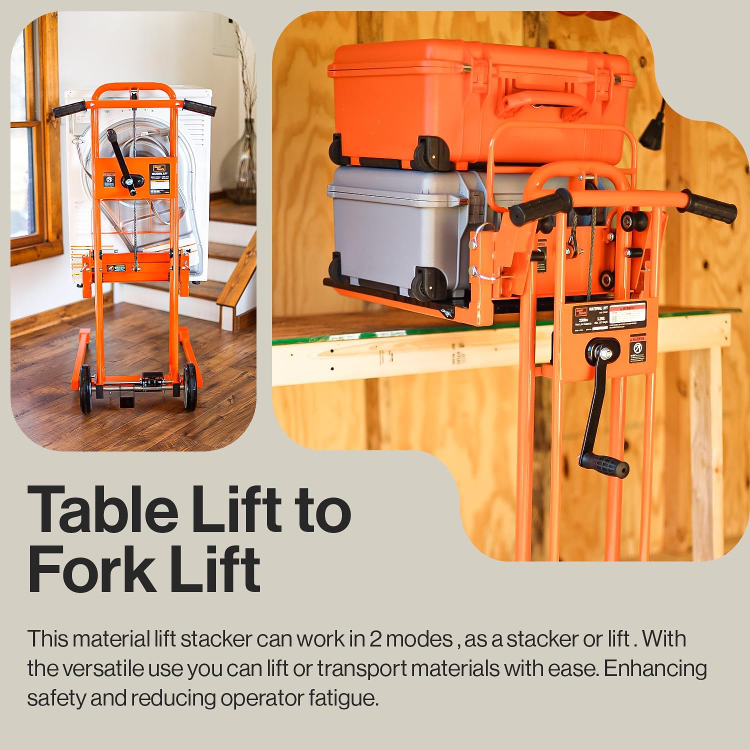 SuperHandy Material Lift Winch Stacker, Pallet Truck Dolly, Lift Table, Fork Lift, 330 Lbs 40" Max Lift w/ 8" Wheels, Swivel Casters [Patent Pending]