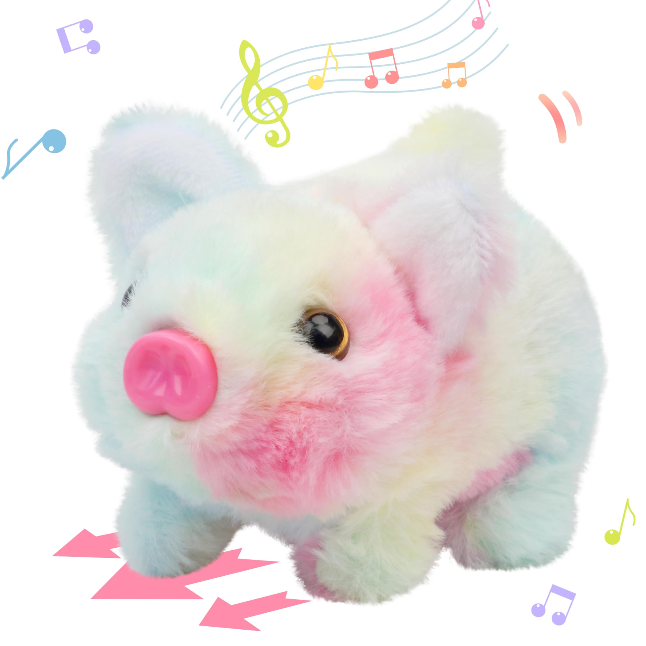 Hopearl Hopping Rabbit with Bell Interactive Electronic Pet Plush Bunny Toy with Sounds and Movements Animated Walking Wiggle Ears Twitch Nose Gift for Toddlers Birthday, Rainbow, 7''