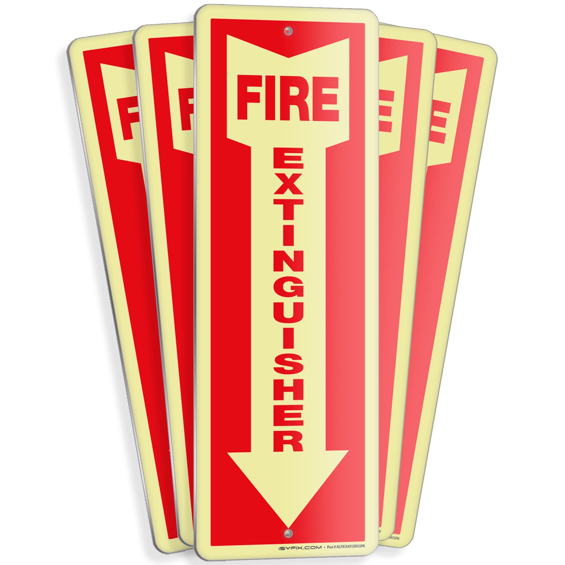 iSYFIX Fire Extinguisher Signs – 3 Pack 4x12 Inch – 40 mil Thick Polystyrene Plastic, Laminated for Ultimate UV, Weather, Scratch, Water & Fade Resistance, Indoor & Outdoor