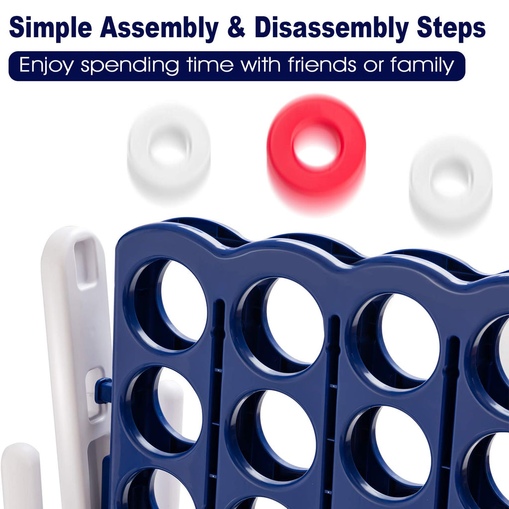 Costzon ジャイアント4インアロー、ジャンボ4トゥスコアジャイアントゲームセット 子供と大人向け、屋内外の庭用コネクトゲーム、高さ3.5フィート、42個のジャンボリングとクイックリリーススライダー付き、家族やパーティーゲームに最適