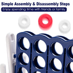 Costzon ジャイアント4インアロー、ジャンボ4トゥスコアジャイアントゲームセット 子供と大人向け、屋内外の庭用コネクトゲーム、高さ3.5フィート、42個のジャンボリングとクイックリリーススライダー付き、家族やパーティーゲームに最適