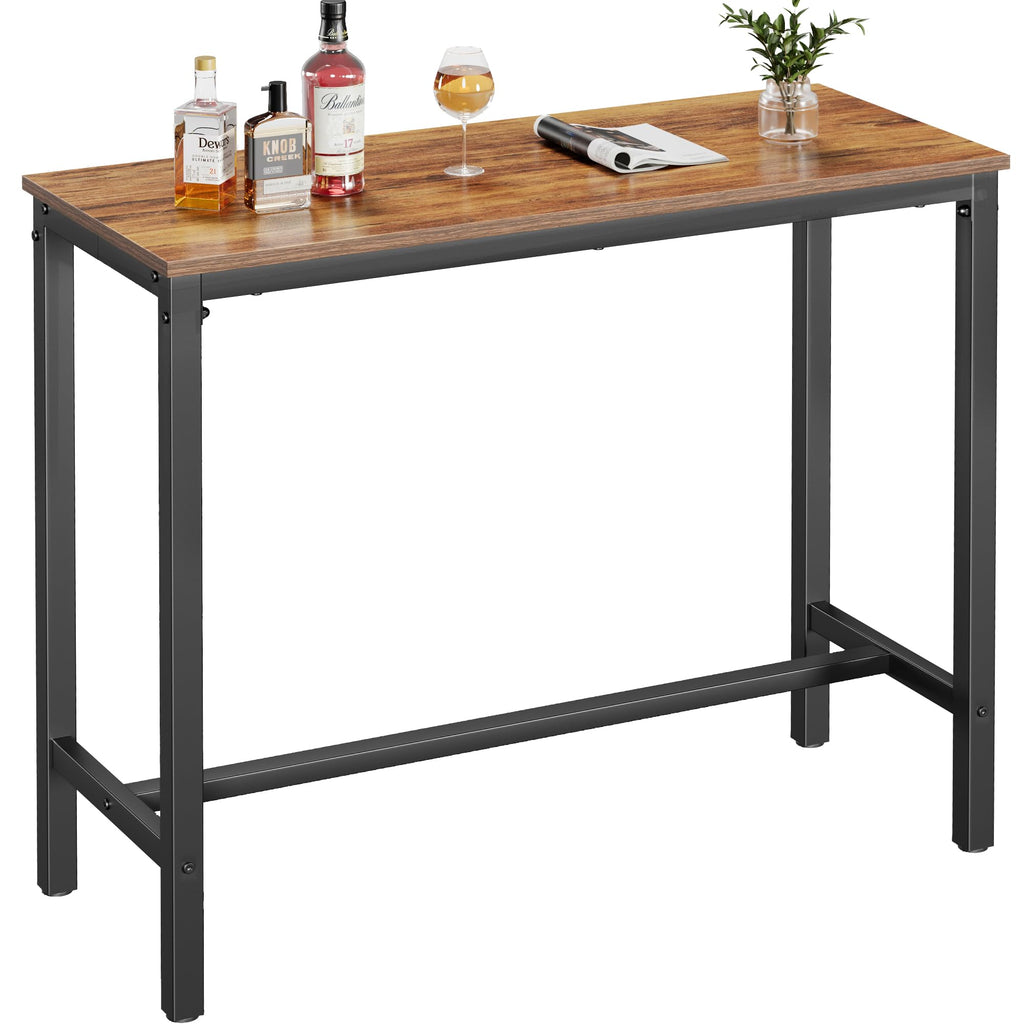 Mr IRONSTONE 47 inch Bar Table, White Pub Table Kitchen Dining Coffee Table High Writing Computer Table with MDF Top Covered with Laminate Marble (Indoor USE ONLY)