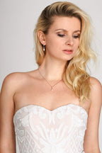 Mariell Rose Gold Wedding Necklace & Earrings Jewelry Set with Freshwater Pearl for Bridesmaids & Brides