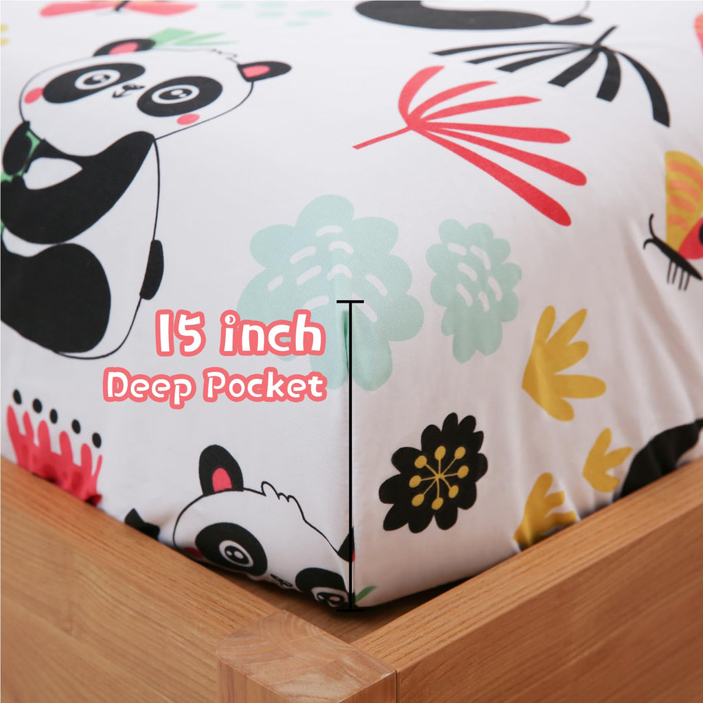 ست ملحفه کودکان یونیکورن صورتی JSD، سایز تویین، ۳ تکه، ملحفه‌های رختخواب میکروفایبر چاپ شده با طرح رنگین کمان برای دختران، جیب عمیق