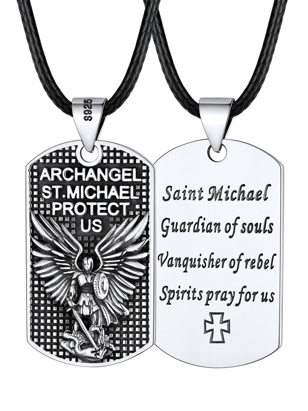FaithHeart Saint Michael Necklace, Stainless Steel/18K Gold Plated St Michael the Archangel Pendant Amulet for Men Women with Gift Packaging