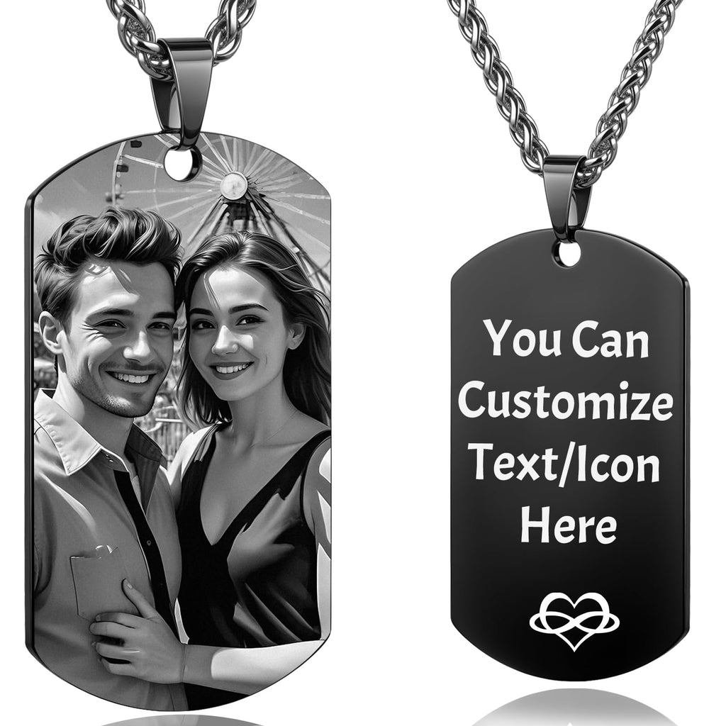 Picture Necklace Personalized Photo, Custom Necklace for Men Customized Engraved Necklace with Photo Text Memorial Gifts for Women Dad Mom