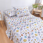 ست ملحفه کودکان یونیکورن صورتی JSD، سایز تویین، ۳ تکه، ملحفه‌های رختخواب میکروفایبر چاپ شده با طرح رنگین کمان برای دختران، جیب عمیق