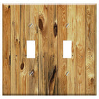 Switch Plate Double Toggle - Wood Boards Facade Wooden Wall Battens Background 3