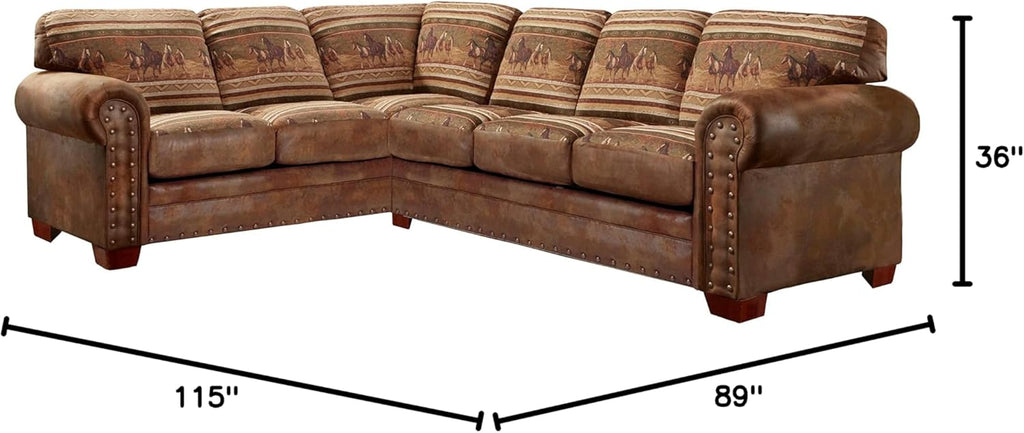American Furniture Classics Model Wild Horses Two Piece Sofa sectional Pinto Brown