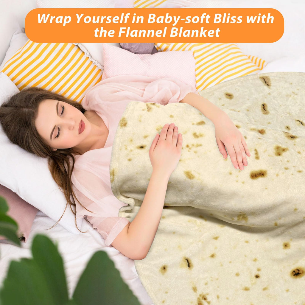HDFK Tortilla Blanket Adult Size Beige Yellow Double Sided Throw Taco Realistic Food Blankets Lightweight Flannel Fleece White Elephant Funny Gifts for Kids 60 inches for Women Cozy Soft Teen Novelty