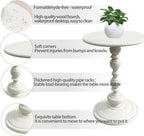 Pedestal White Metal Side Table, Small Sofa Coffee Table, Small TV Tray Table for The Sofa In the Living Room and Bedroom, Mini Coffee Table is Lightweight and Convenient to Move, 20.47 (H) *11.8 (W)