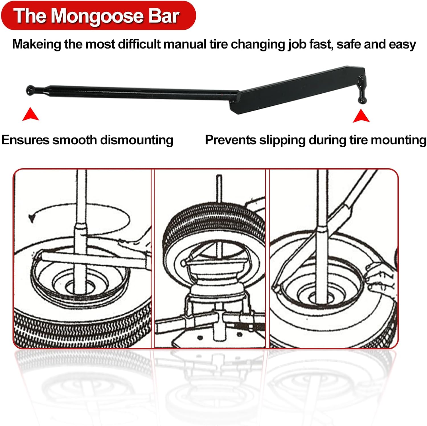 EASYBERG Multifunctional Manual Tire Changer, Portable Hand Bead Breaker suitable for Motorcycles, Go-karts, Trailers, Bikes, ATVs, Trucks, with rim sizes from 4" to 16.5"