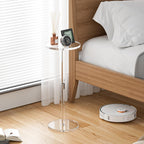 Acrylic Drink Table for Small Spaces, Clear Side Table, 10" L x 10" W x 21.3" H, Round End Table for Living Room, Bedroom, Office, Easy Assembly