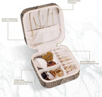 Travel Jewelry Case Petoskey Stone Printed Small Jewelry Box Jewelry Organizer Storage Case Portable PU Leather Mini Jewelry Travel Case for Rings Earrings Necklaces