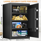 4.0 Kübik Büyük Ev Kasası Yangın Geçirmez Su Geçirmez, Hırsızlığa Karşı Yangın Geçirmez Kasa Programlanabilir Tuş Takımı, Yedek Anahtarlar ve Çıkarılabilir Raf ile, Ev Parası, Ateşli Silahlar, Belgeler ve İlaçlar için Dijital Güvenlik Kasası