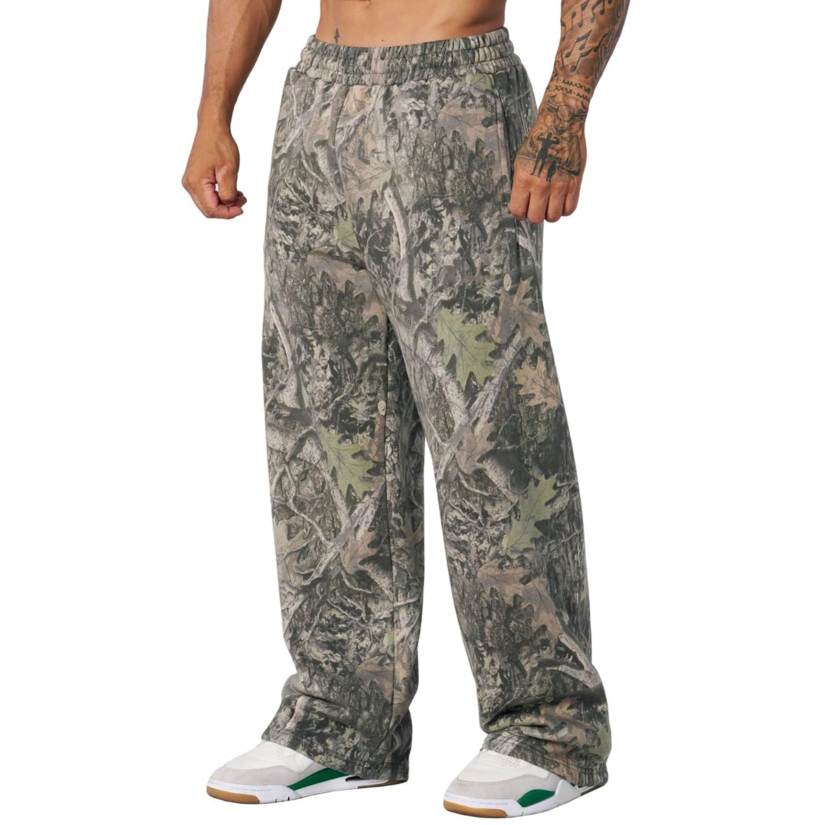 Dsewpaur Herren Camo Grafikdruck Sweatpants Athletische Gym Jogger Streetwear Hosen Elastischer Bund Weites Bein Trainingshosen