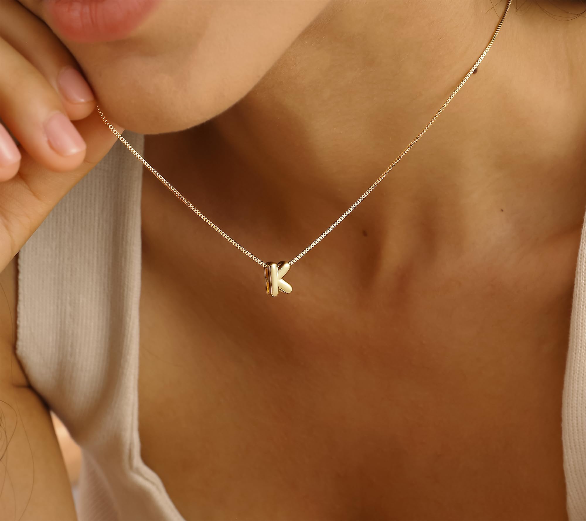Bubble-Anfangsbuchstaben-Halsketten für Frauen, vergoldete zarte Bubble-Buchstaben-Halskette, niedliche Bubble-Anfangsbuchstaben-Halsketten, goldener Anhänger Namenskette, personalisierte goldene Ballon-Buchstaben-Halsketten für Damenschmuck
