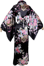 Kimono Costume Adult Japanese Geisha Floral Patten Gown Blossom Bathrobe Sleepwear With Obi Belt