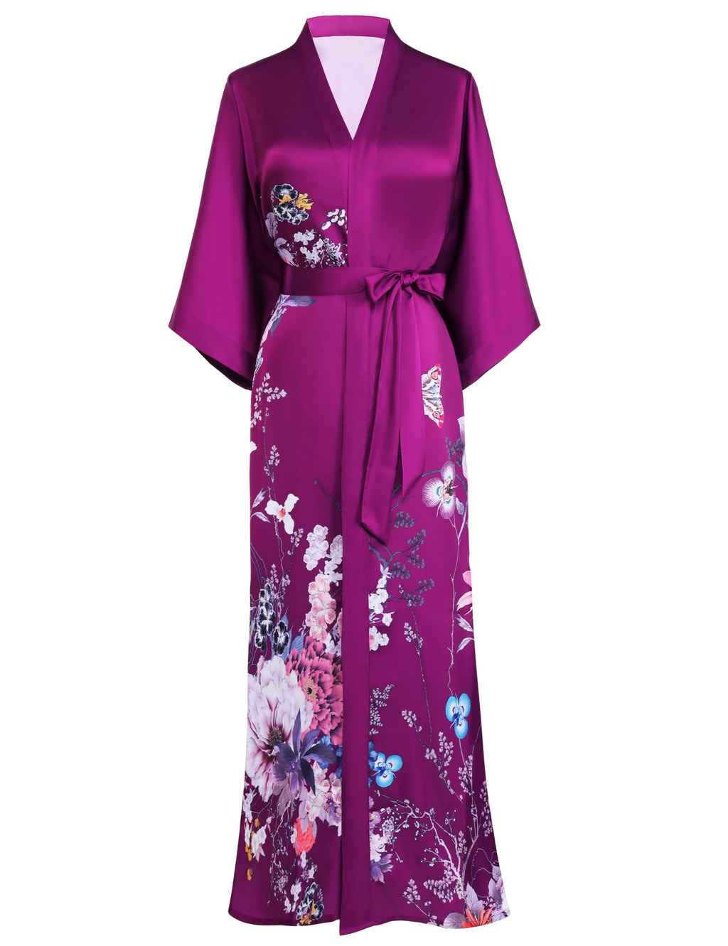 PRODESIGN Kimono Robe for Women - Long Satin Sleepwear Silky Kimono Cover-Up Nightgown Japanese Bathrobe Loungewear Blouse