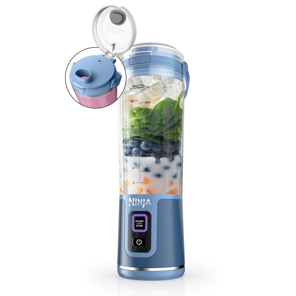 Ninja Blast Portable Blender, Cordless, 18oz. Vessel, Personal Blender For-Shakes and Smoothies, BPA Free, Leakproof-Lid and Sip Spout, USB-C Rechargeable, Dishwasher Safe Parts, Tinted Aqua, BC151AQ