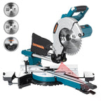 DOVAMAN Updated 10-Inch Sliding Miter Saw, Multi-Material Cutting w/ 3 x TCT Blades, Ambidextrous Operation, 5000/3200RPM Speed, Laser Guide, 0-45° Bevel Cut, Max Cut 3.5x13.4in, 9 Positive Stops