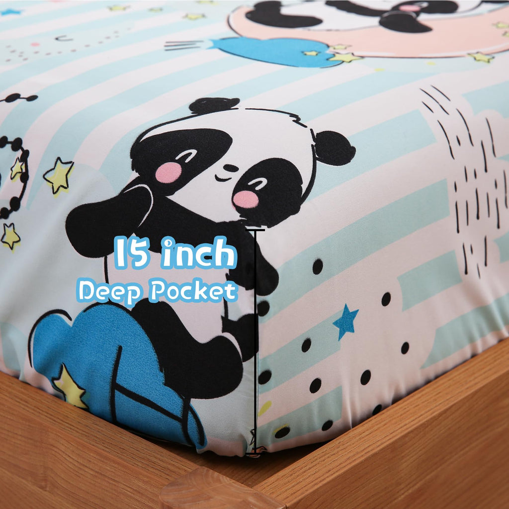 ست ملحفه کودکان یونیکورن صورتی JSD، سایز تویین، ۳ تکه، ملحفه‌های رختخواب میکروفایبر چاپ شده با طرح رنگین کمان برای دختران، جیب عمیق